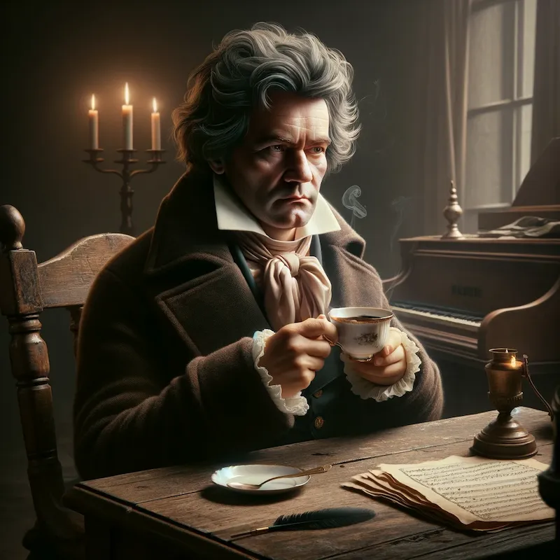 Beethoven tomando café