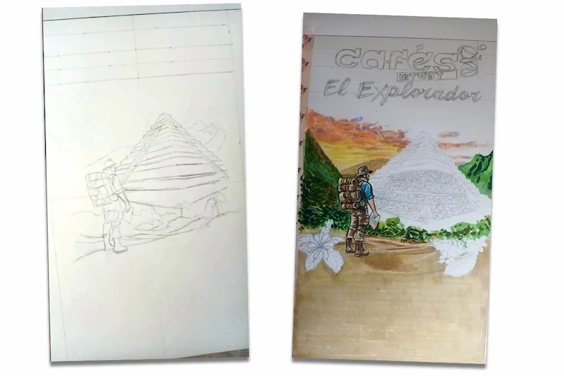 Dibujando etiqueta El Explorador 