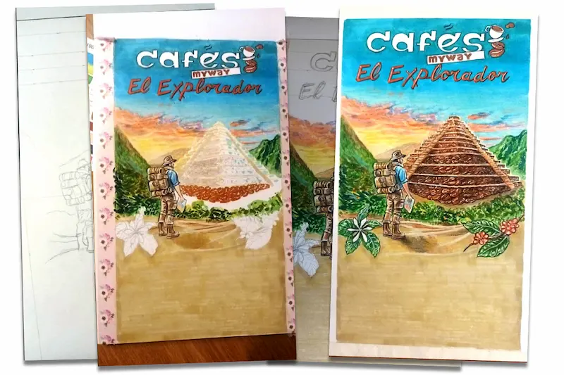 Dibujando etiqueta El Explorador 2