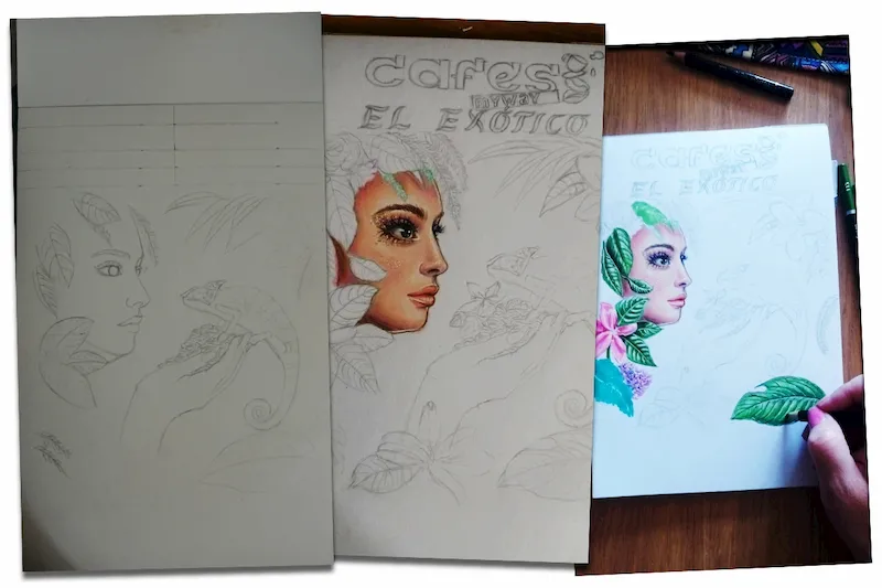 diseñando etiqueta El Exótico 