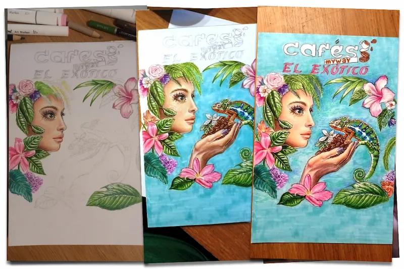 diseñando etiqueta El Exótico 2