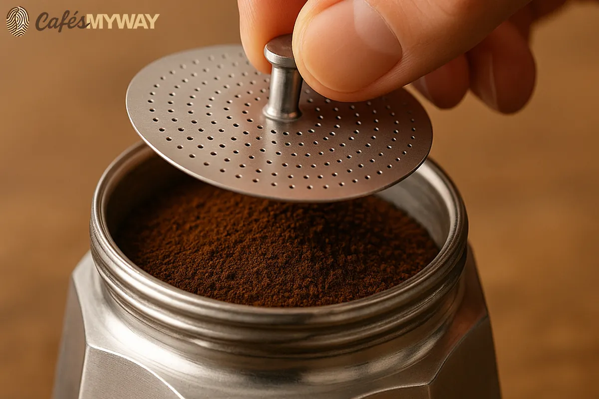 usando el reductor de una cafetera italiana