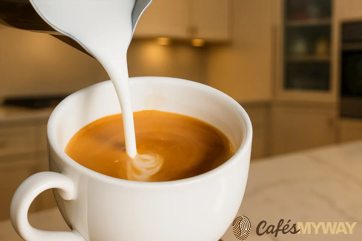 preparando café con leche