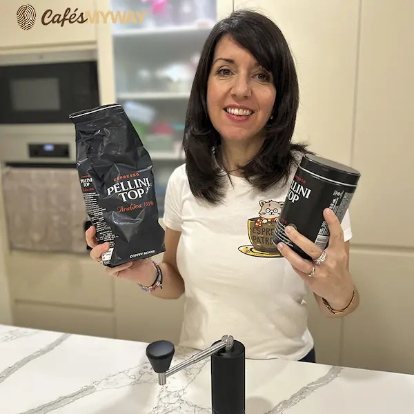 Probando café italiano Pellini