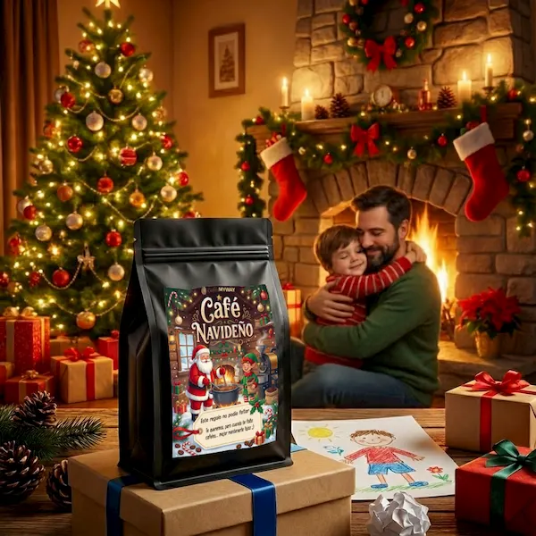 café personalizado para navidad