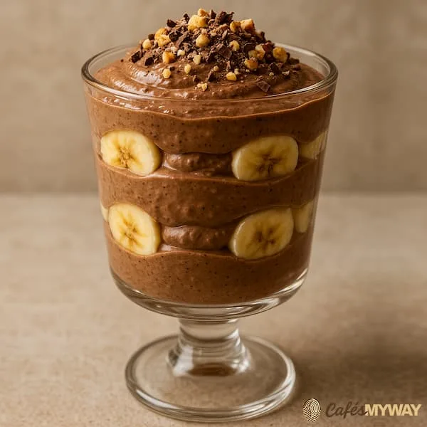 copa de crema de café con plátano