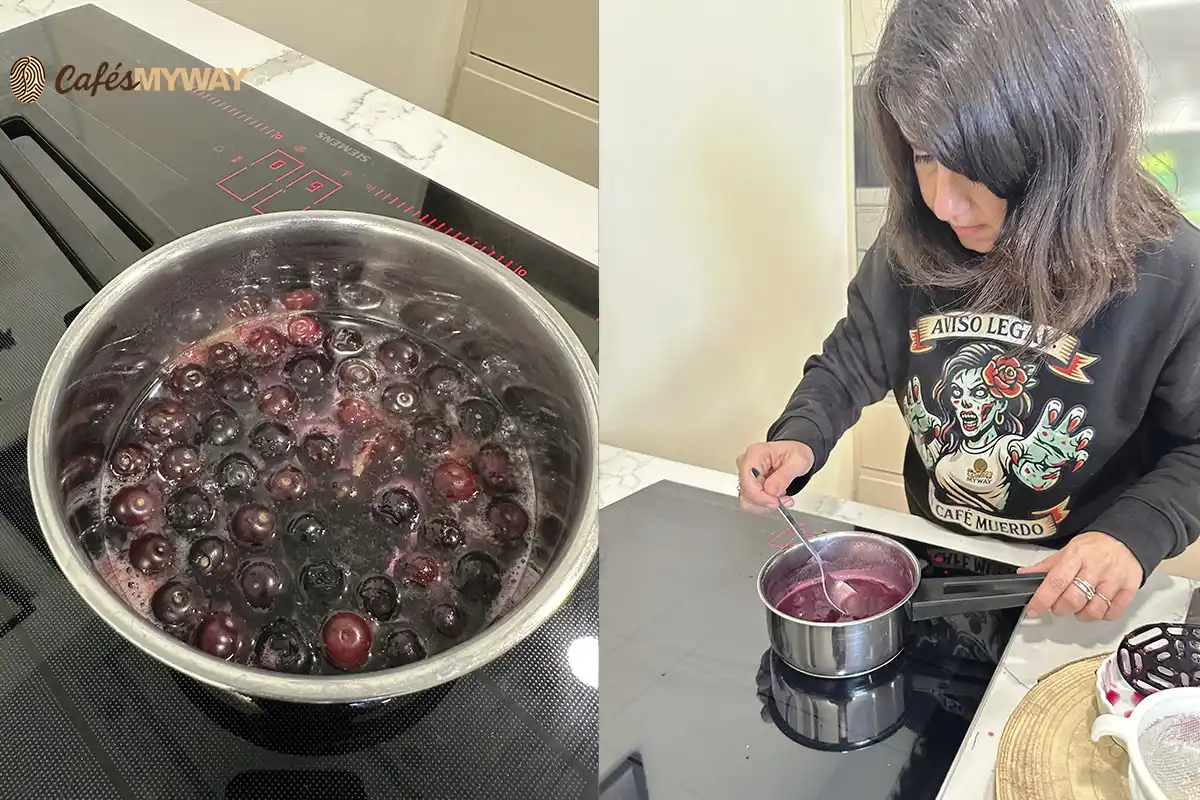 Lidia Zafra haciendo Sirope de arándanos