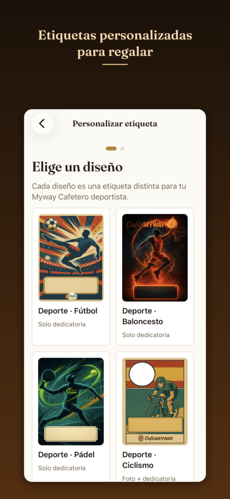 Etiqueta de café personalizada con una dedicatoria